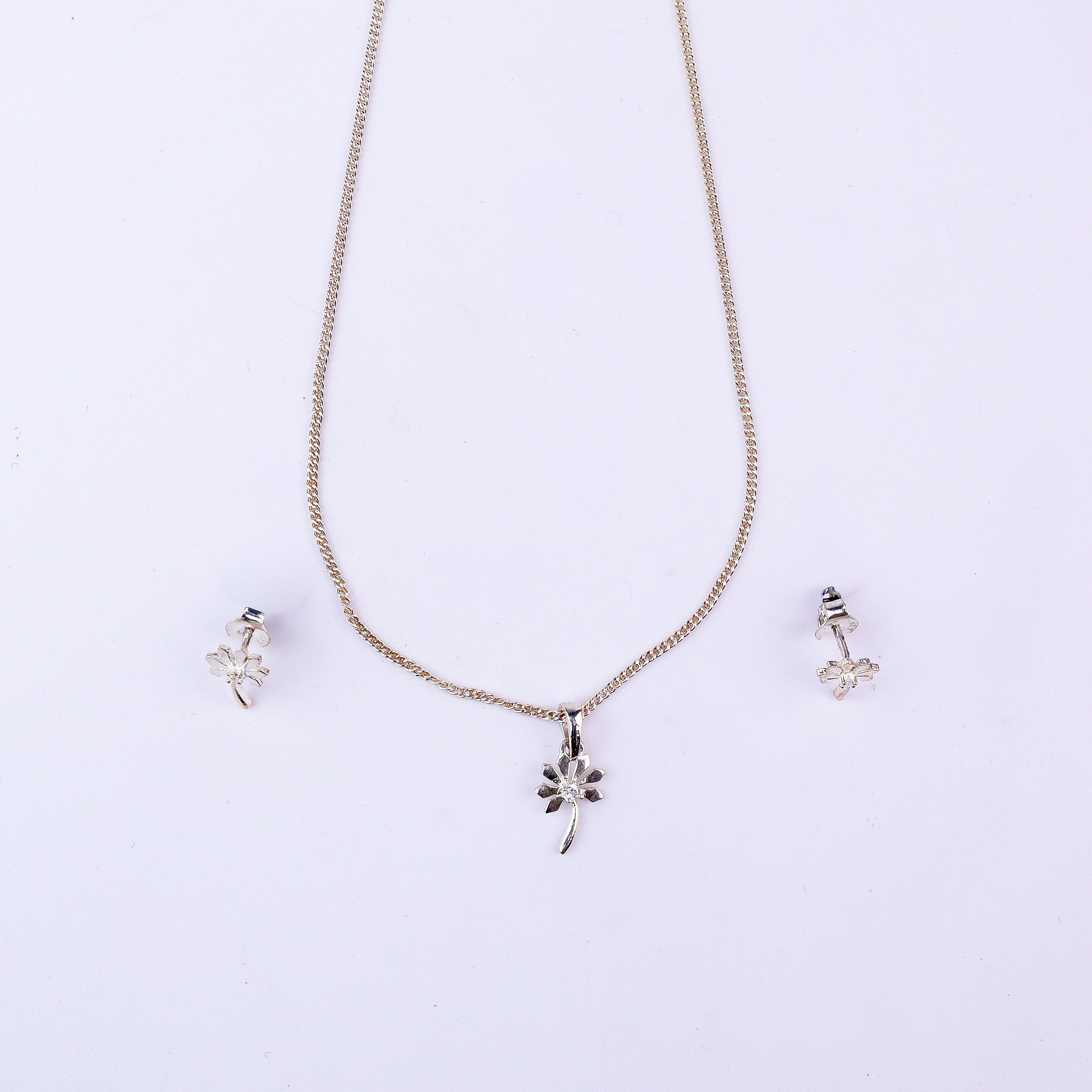 Blossom Set with Chain | CZ | 92.5 Silver