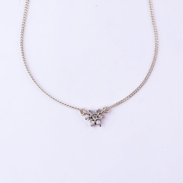 Silver CZ flower necklace with adjustable chain