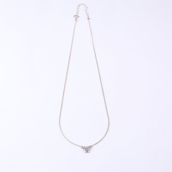 Silver CZ flower necklace with chain and clasp