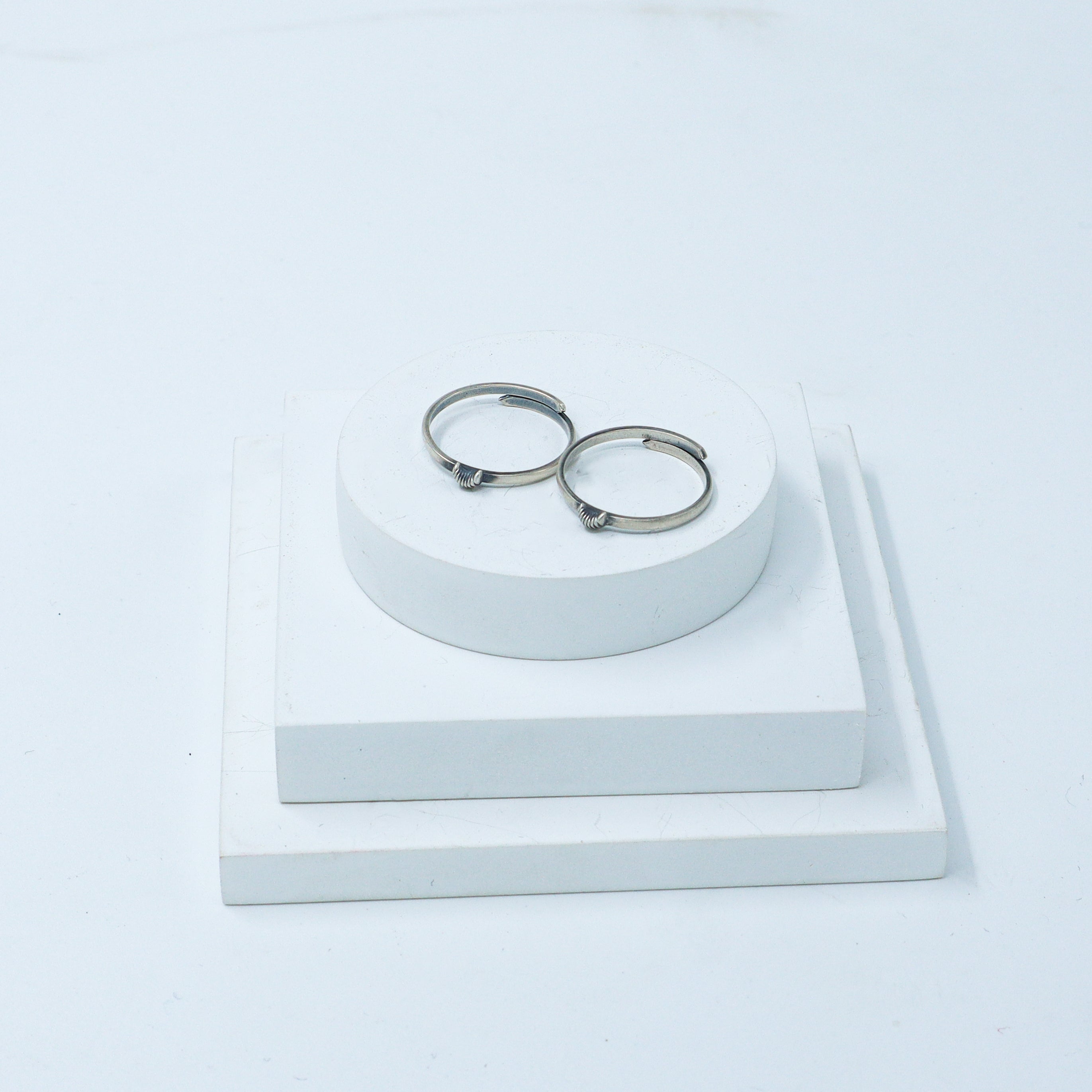 Tiny Silver Adjustable Toe ring (Textured moon)