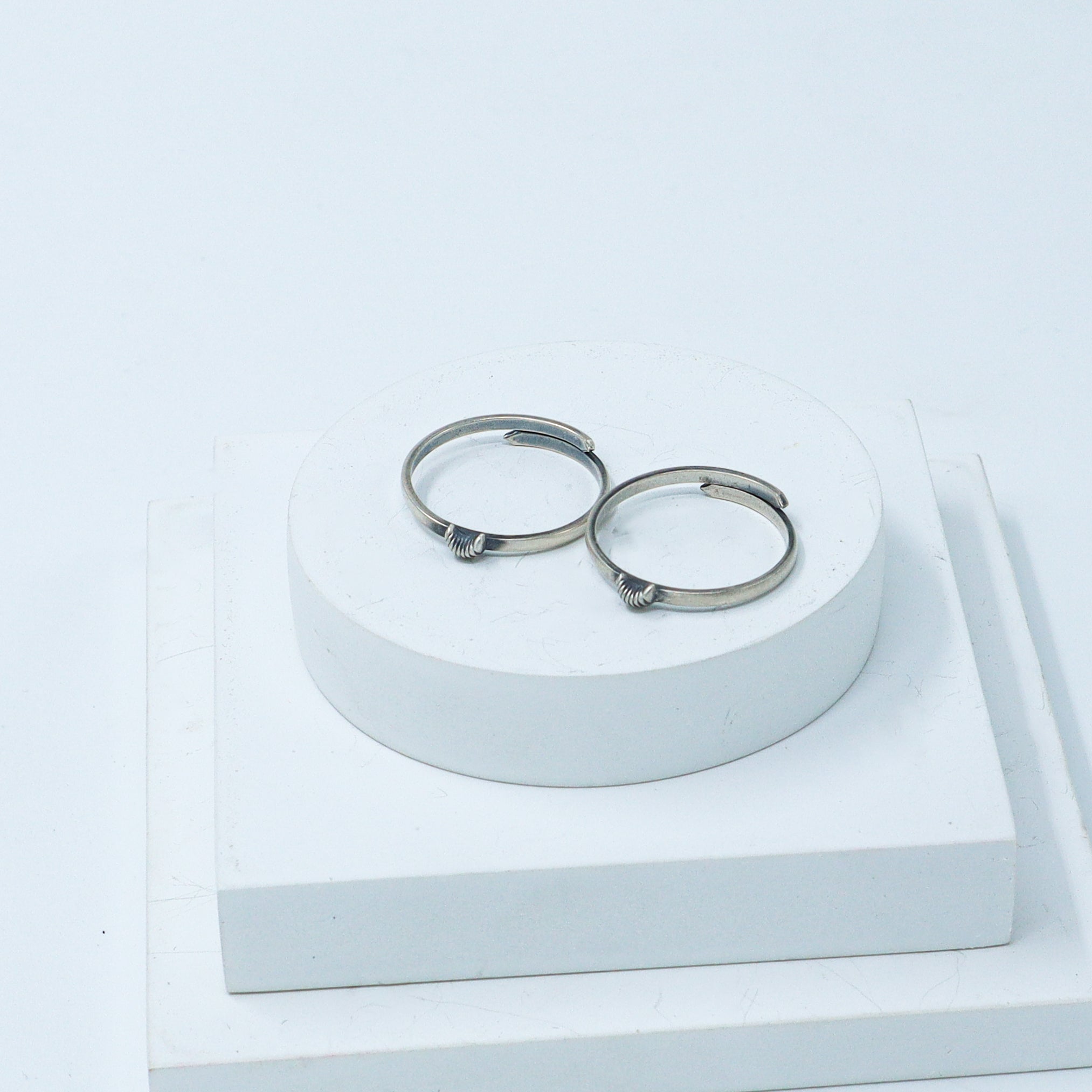 Tiny Silver Adjustable Toe ring (Textured moon)