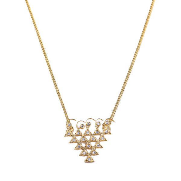 Silver CZ Saraswati Necklace | 22K Gold Plated
