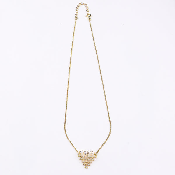 Silver CZ Saraswati Necklace | 22K Gold Plated