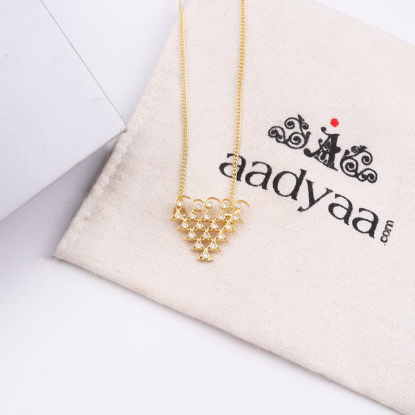 Silver CZ Saraswati Necklace | 22K Gold Plated