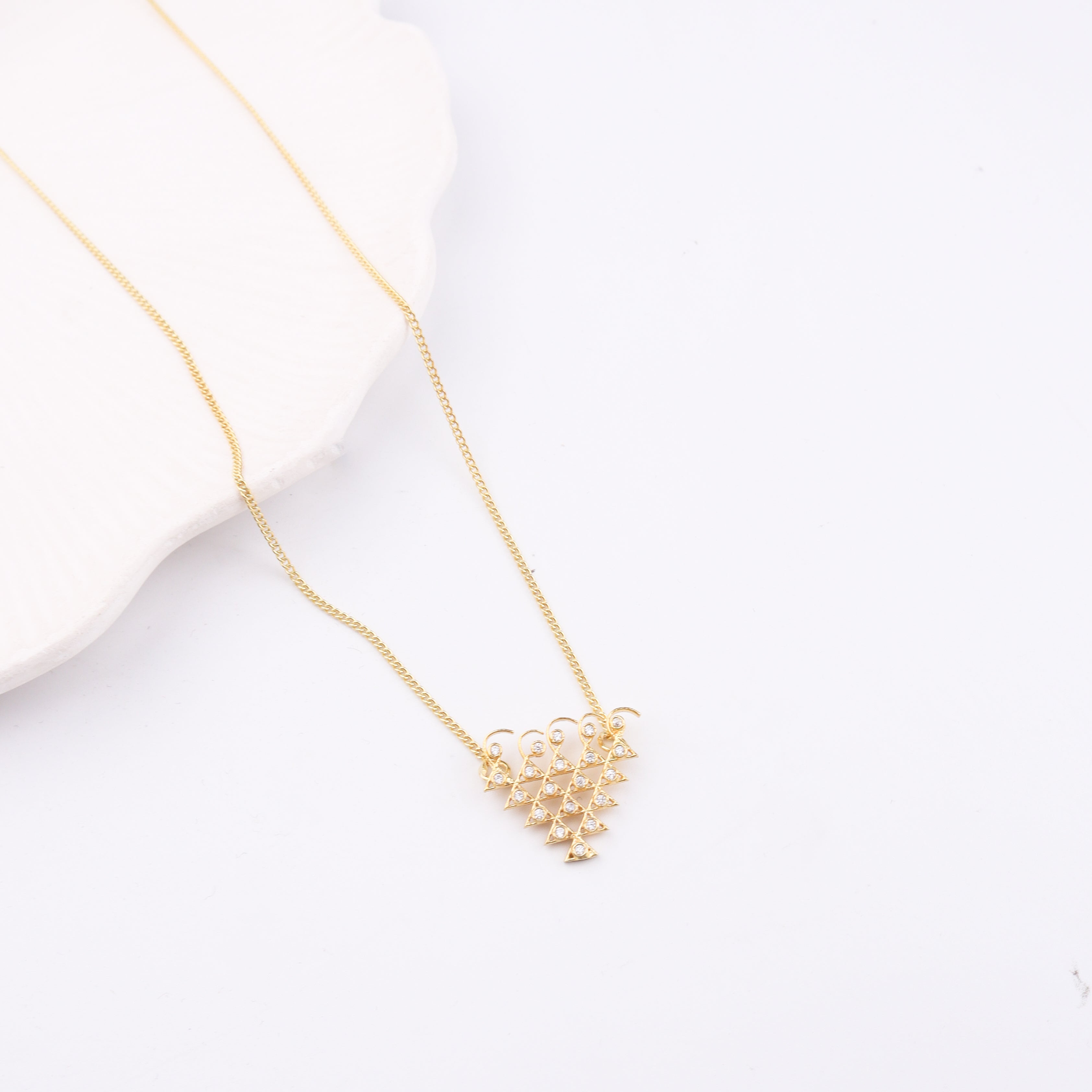 Silver CZ Saraswati Necklace | 22K Gold Plated