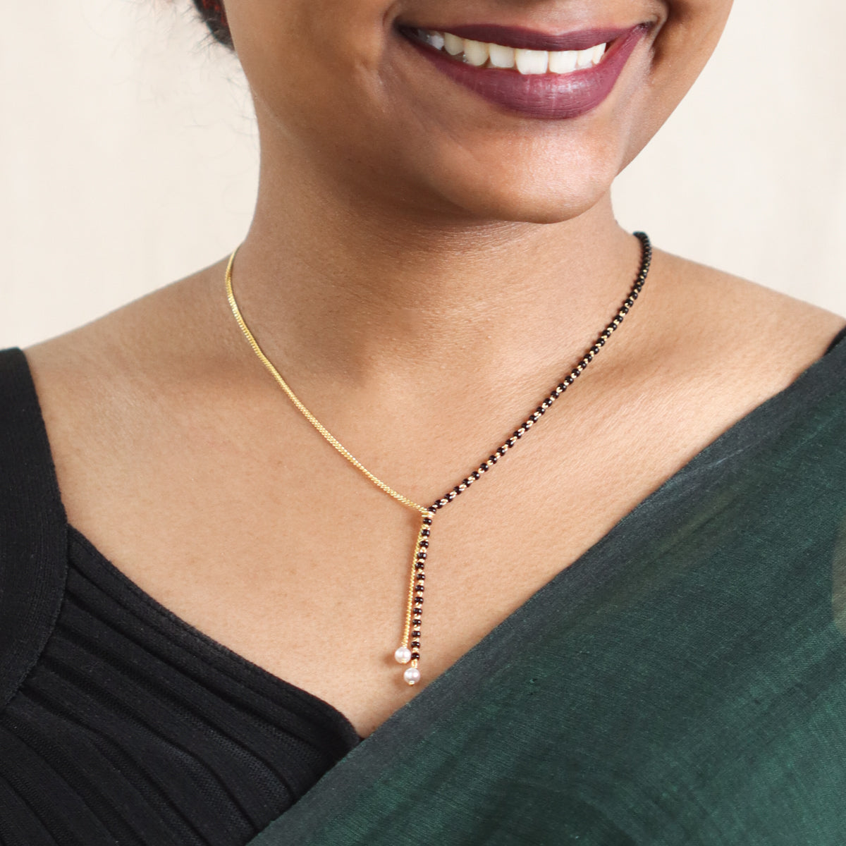 Handmade Silver Mangalsutra with Pearls (Gold Plated)