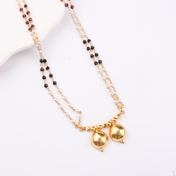Silver Vatee Mangalsutra (Short) | 22K Gold Plated