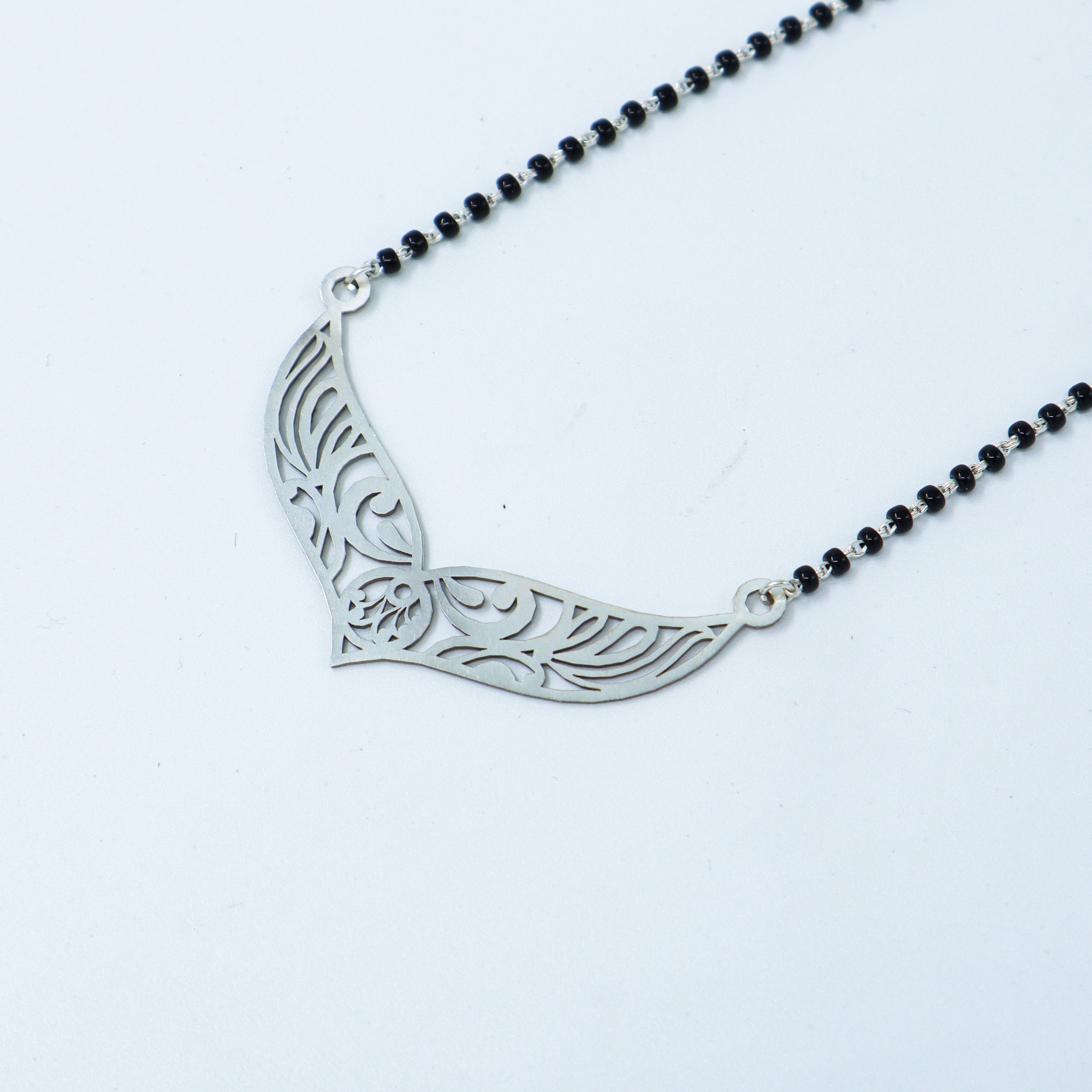 Silver Floral Nakshi Mangalsutra