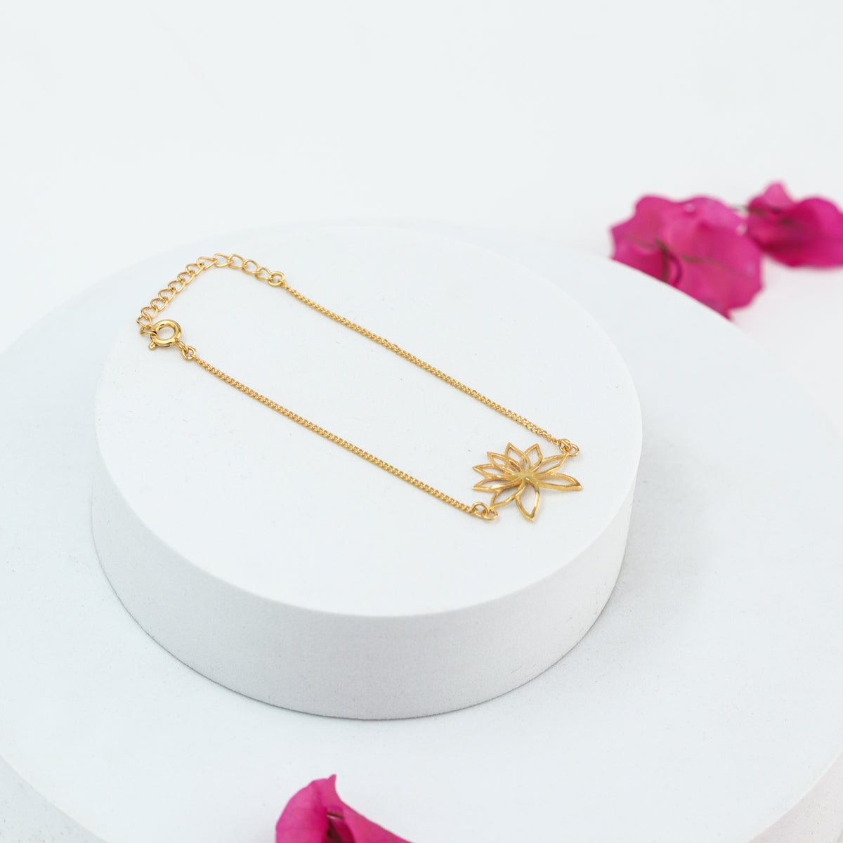 Lotus Silver Bracelet | 92.5 Silver | 22K Gold Plated