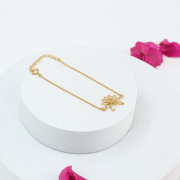 Lotus Silver Bracelet | 92.5 Silver | 22K Gold Plated