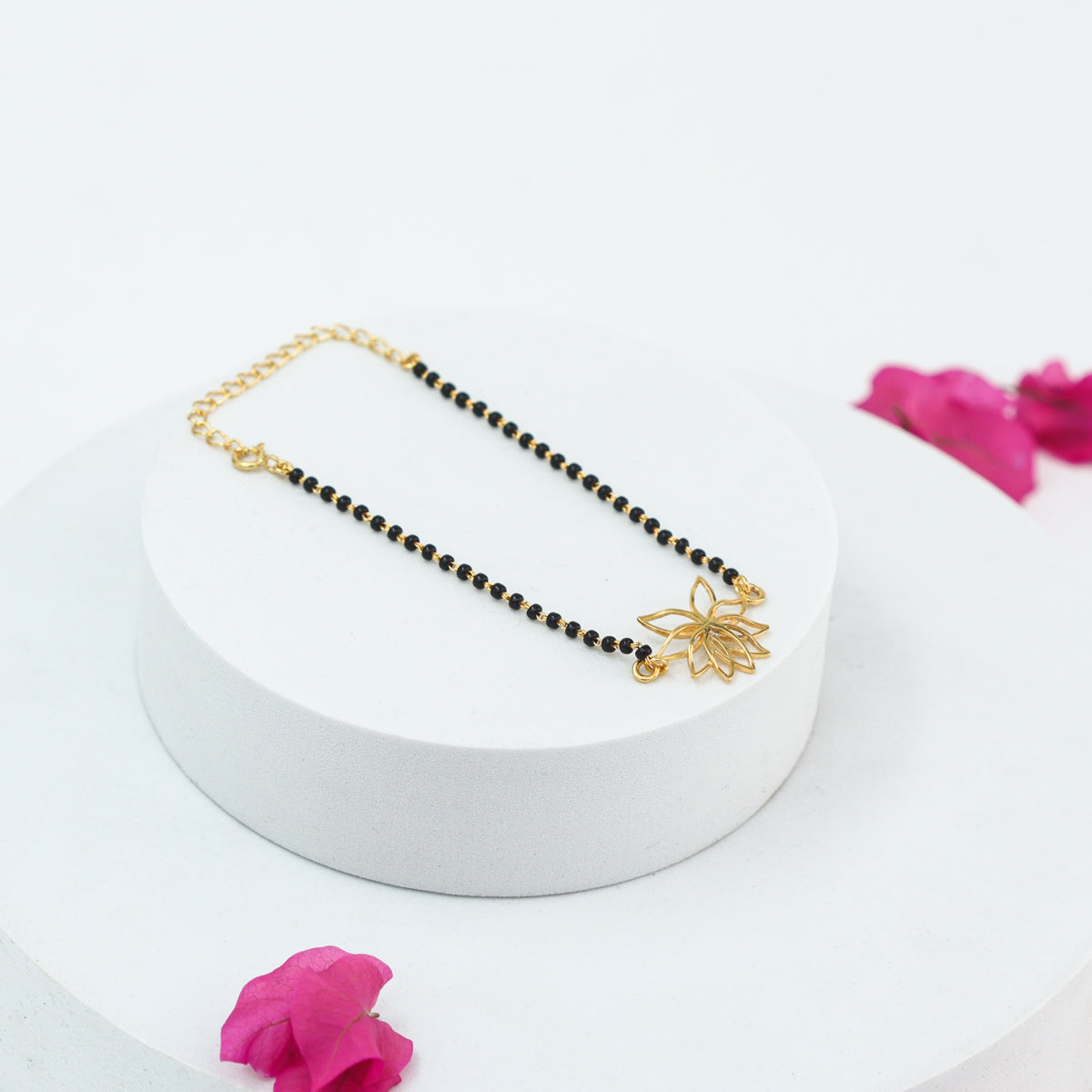 Lotus Mangalsutra Bracelet |  92.5 Silver | 22K Gold Plated