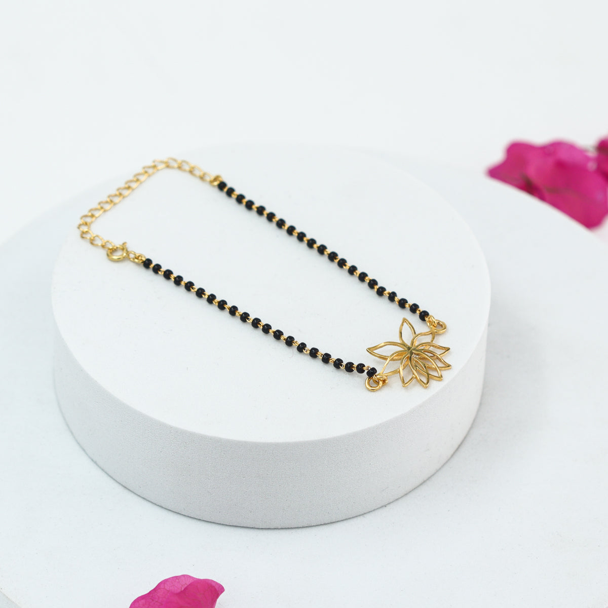 Lotus Mangalsutra Bracelet |  92.5 Silver | 22K Gold Plated