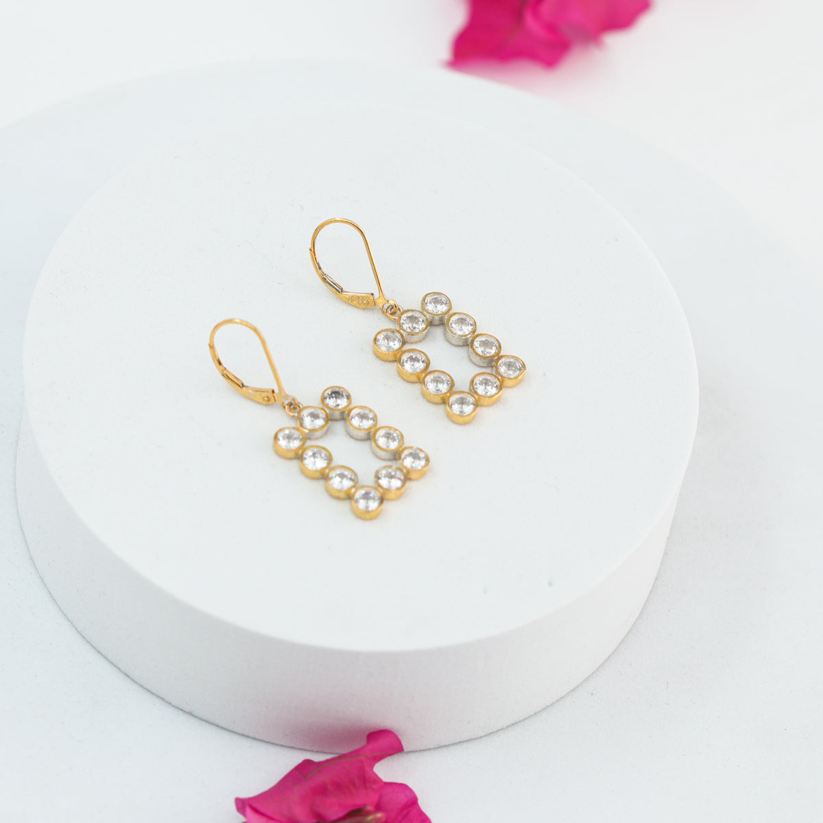 Rectangle Silver Earring | CZ | 92.5 Silver | 22K Gold Plated