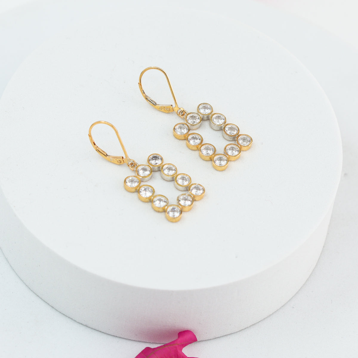 Rectangle Silver Earring | CZ | 92.5 Silver | 22K Gold Plated