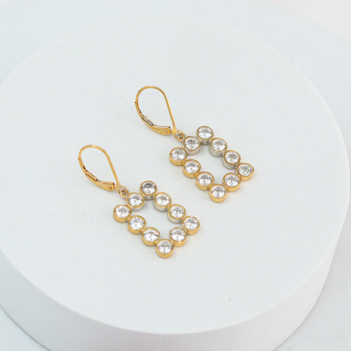 Rectangle Silver Earring | CZ | 92.5 Silver | 22K Gold Plated