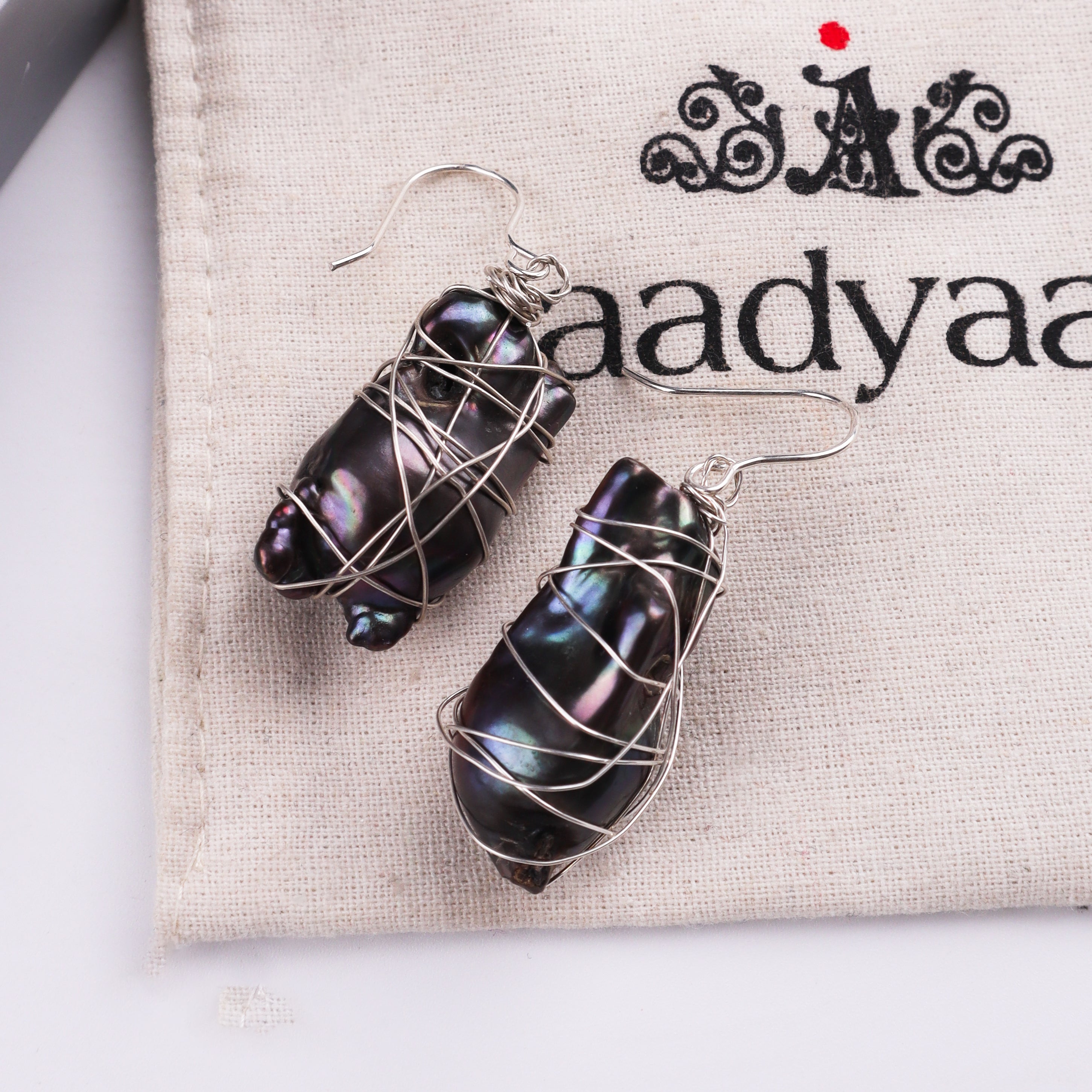 Wired Wrap Baroque Pearl Silver Earrings (Project Handmade)