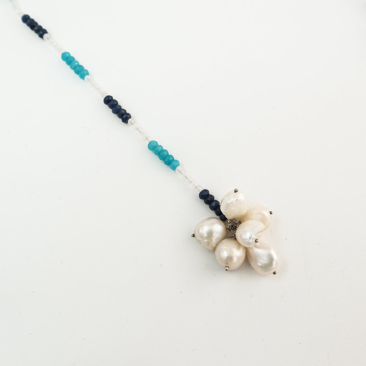Tie and Wear : Four Way Necklace with Multicolor Stones & Pearls