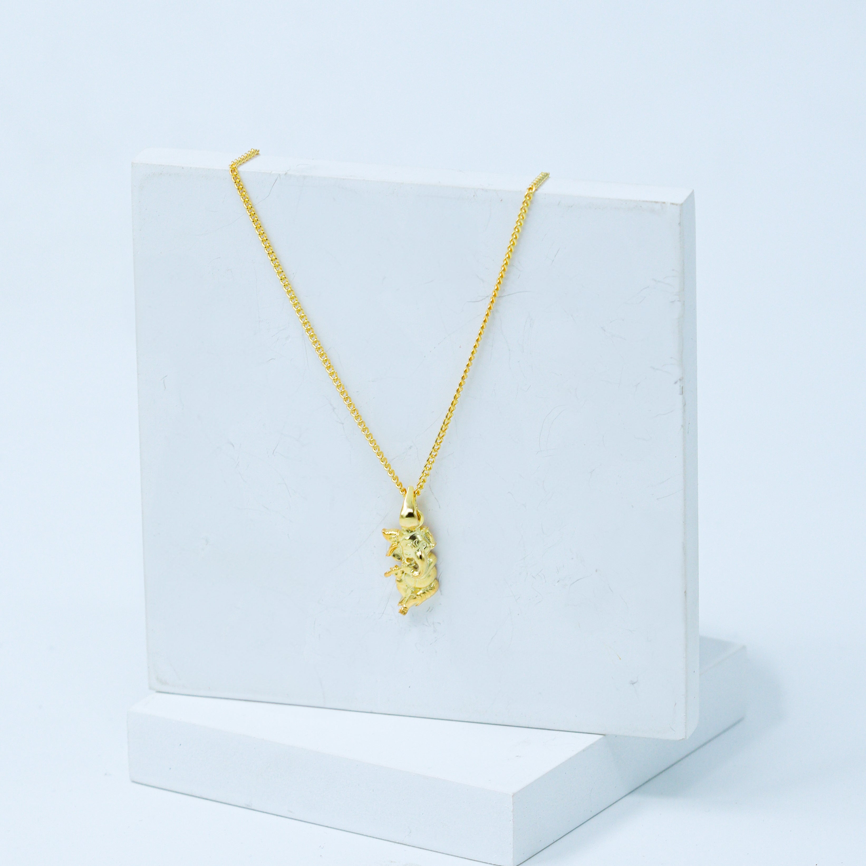 Silver Bal Ganesh Pendant Necklace | 22K Gold Plated | 92.5 Silver