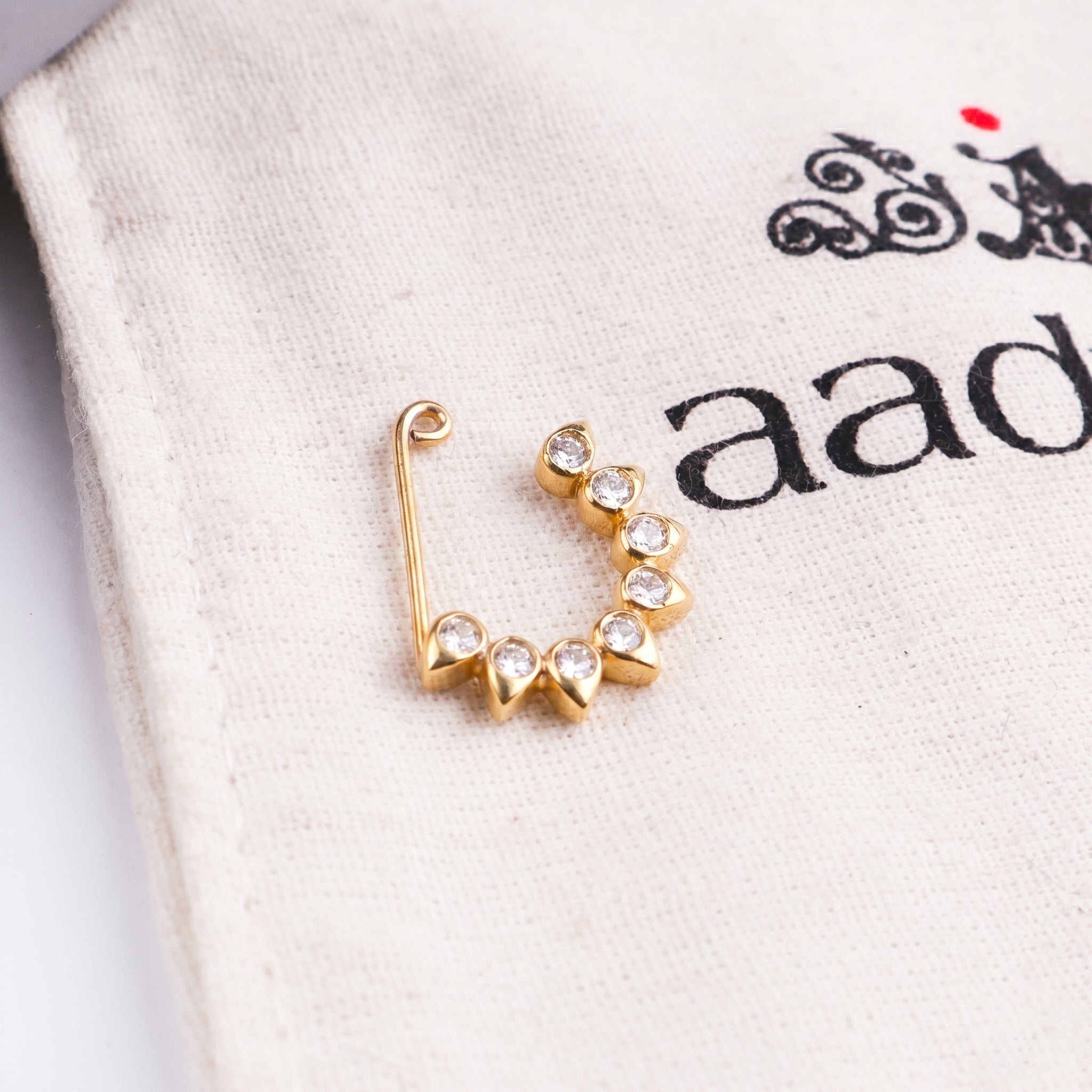CZ Petal Nath (Clip-On) | 22K Gold Plated | 92.5 Silver