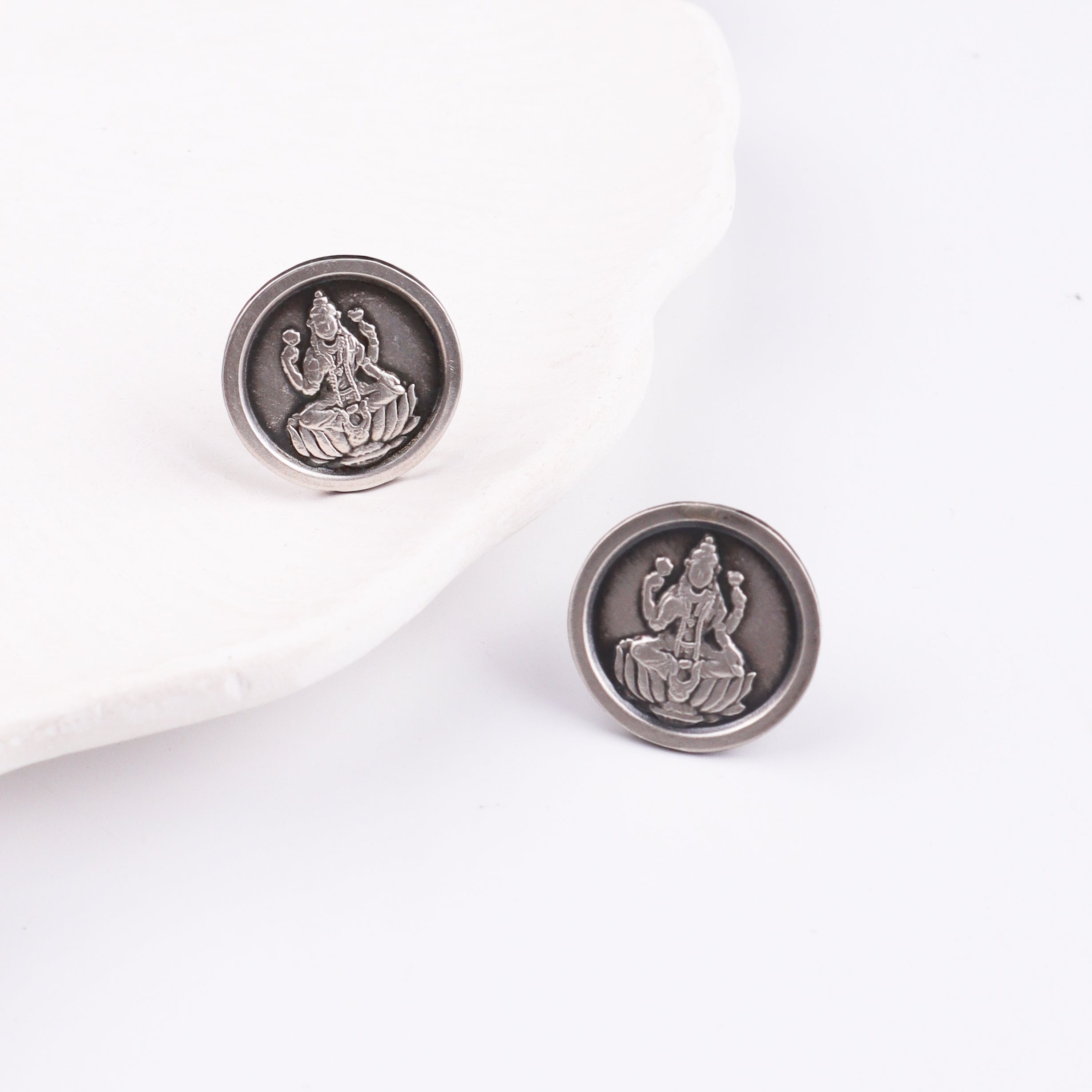Oxidized Laxmi Putali Earrings | 92.5 Silver