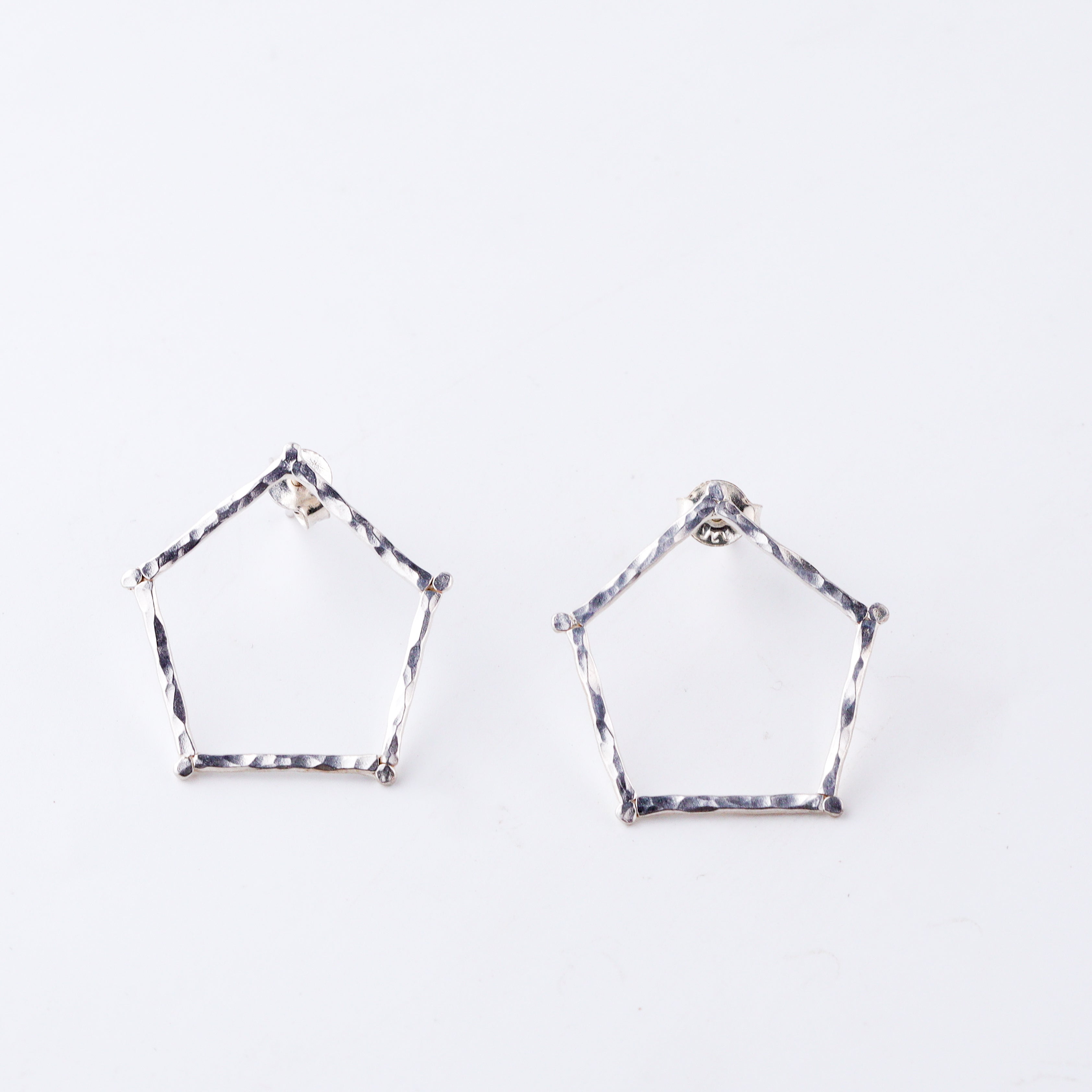 Handmade Pentagon Earring (Hammered)