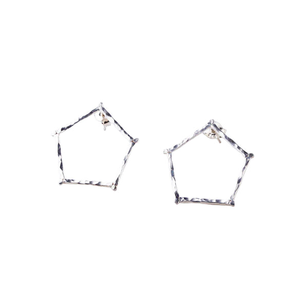 Handmade Pentagon Earring (Hammered)