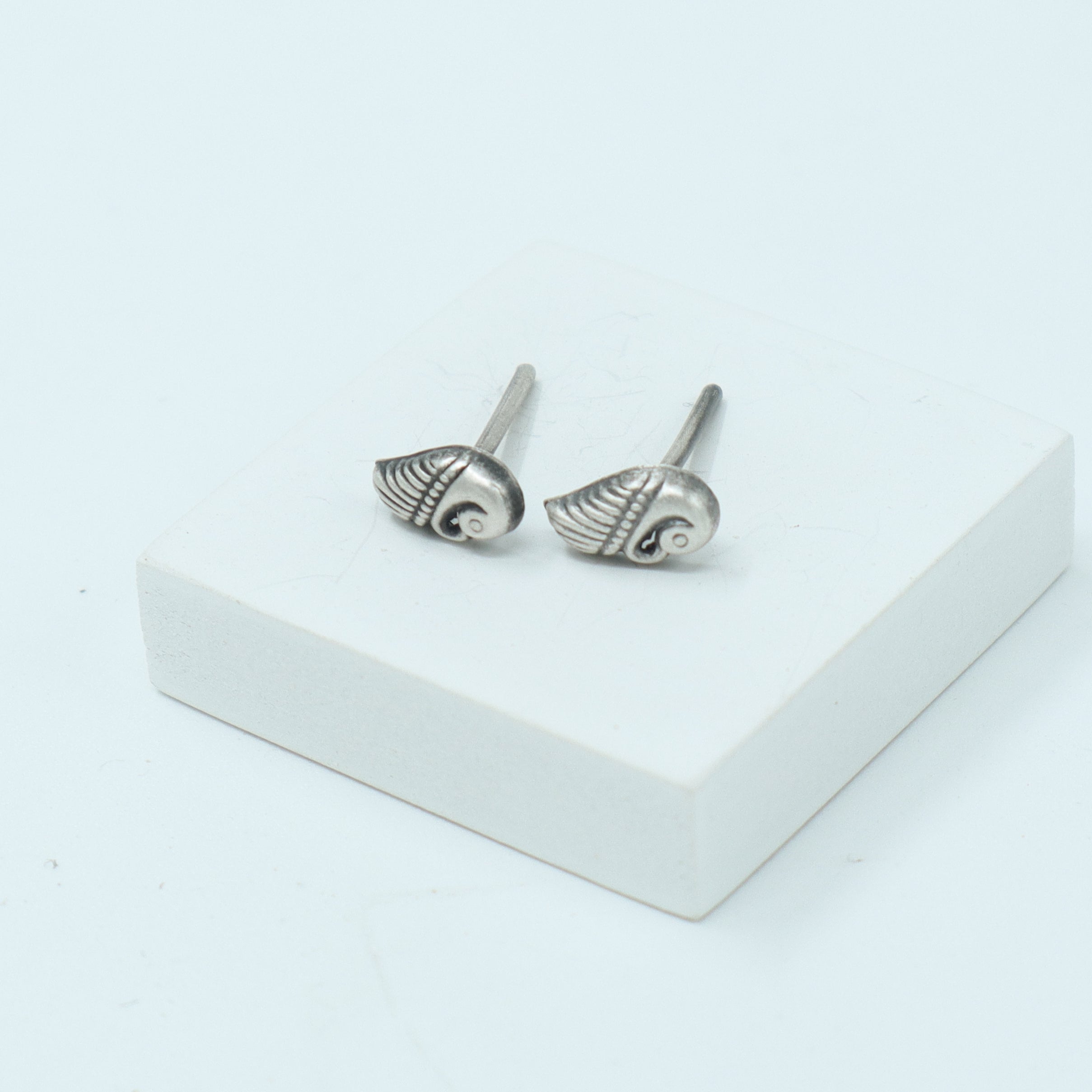 Tiny Silver Peacock Stud