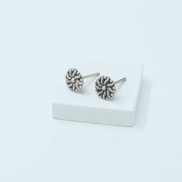 Silver Abstract Flower Stud | 92.5 Silver