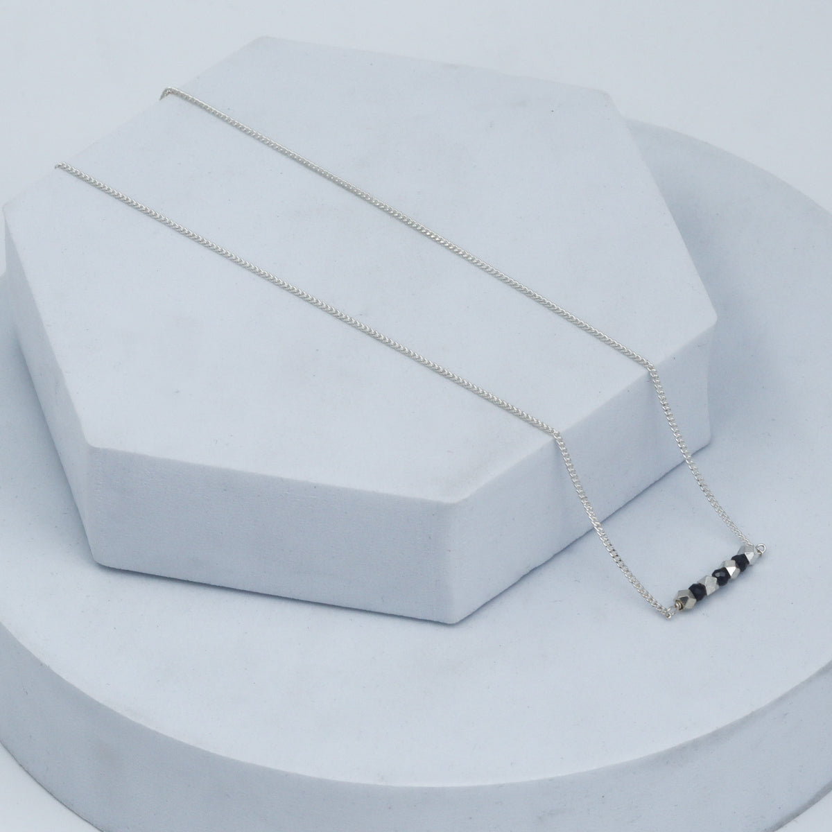 style silver double beaded mangalsutra with modern look