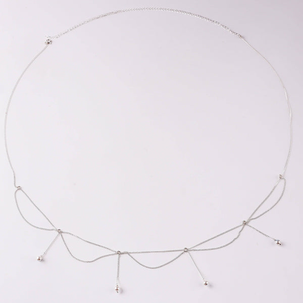 Silver waist chain with pearl jhalar for traditional jewelry