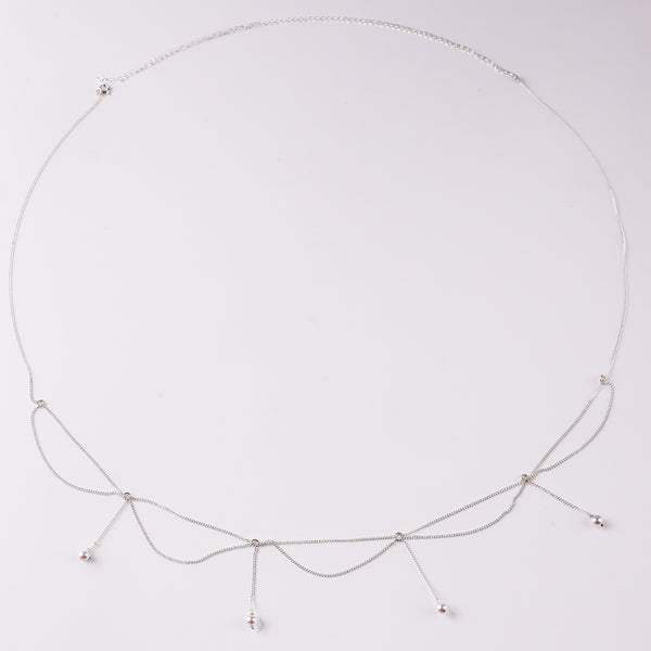 Elegant silver waist chain with pearl jhalar for traditional and modern styling