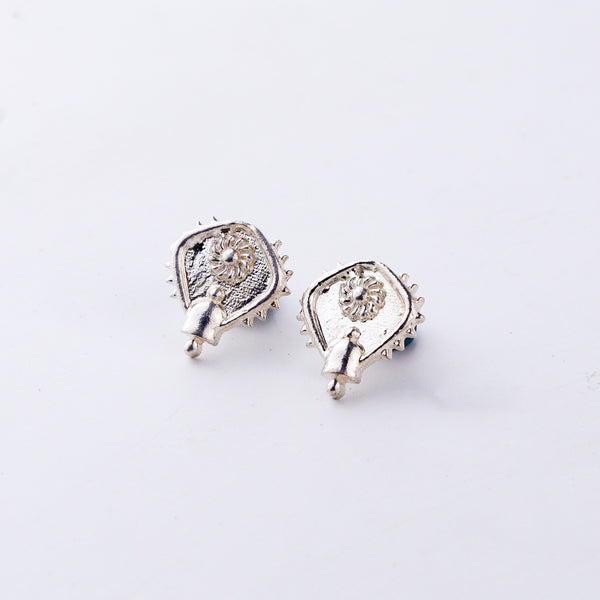 Silver Saaj Motif Earring: बदाम (Badam)
