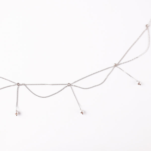 Elegant silver pearl jewelry necklace with adjustable chain