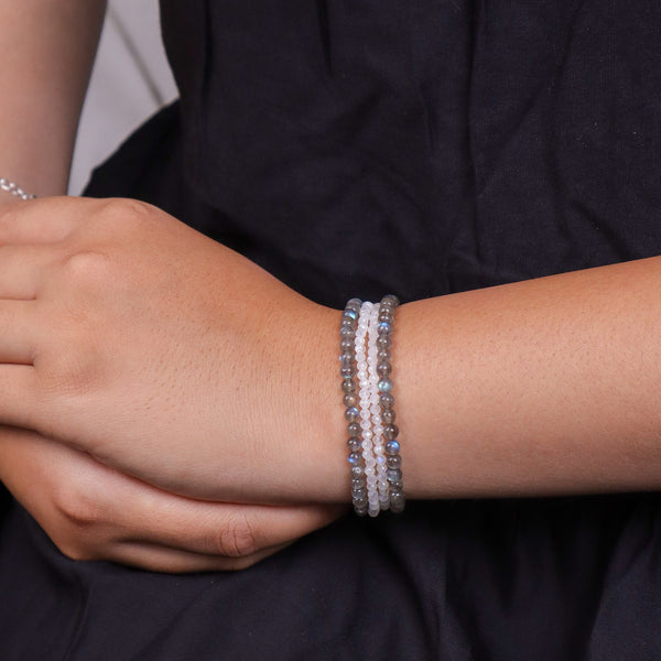 Labradorite & Moonstone Silver Bracelet (Project Handmade)