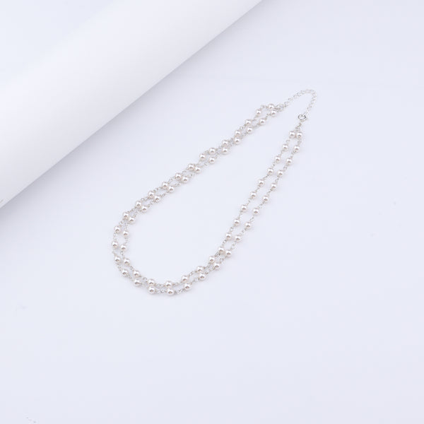 Silver double layered pearl Ganthan necklace for jewelry accessories