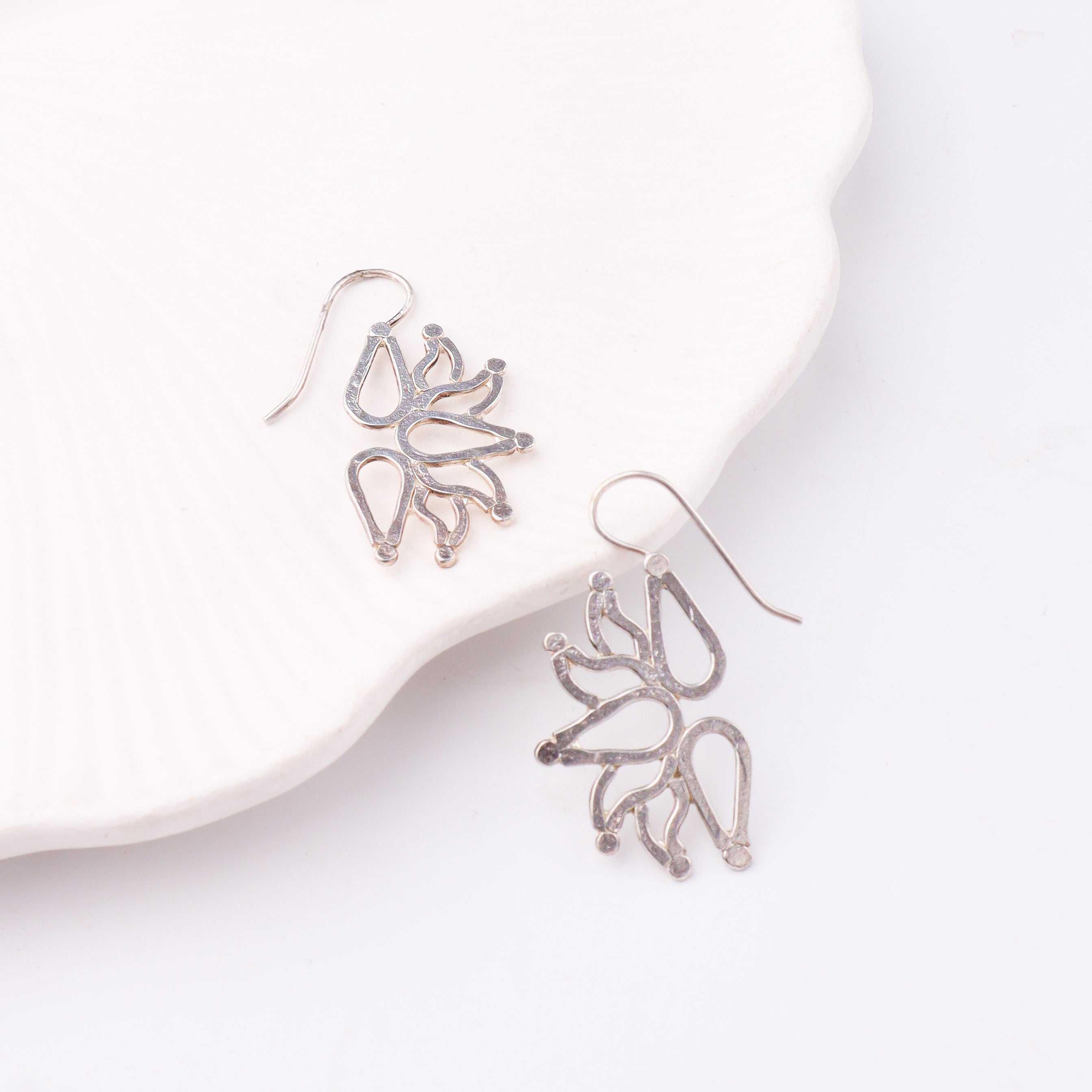 Mini Saroj ( Lotus ) Hammered Earring