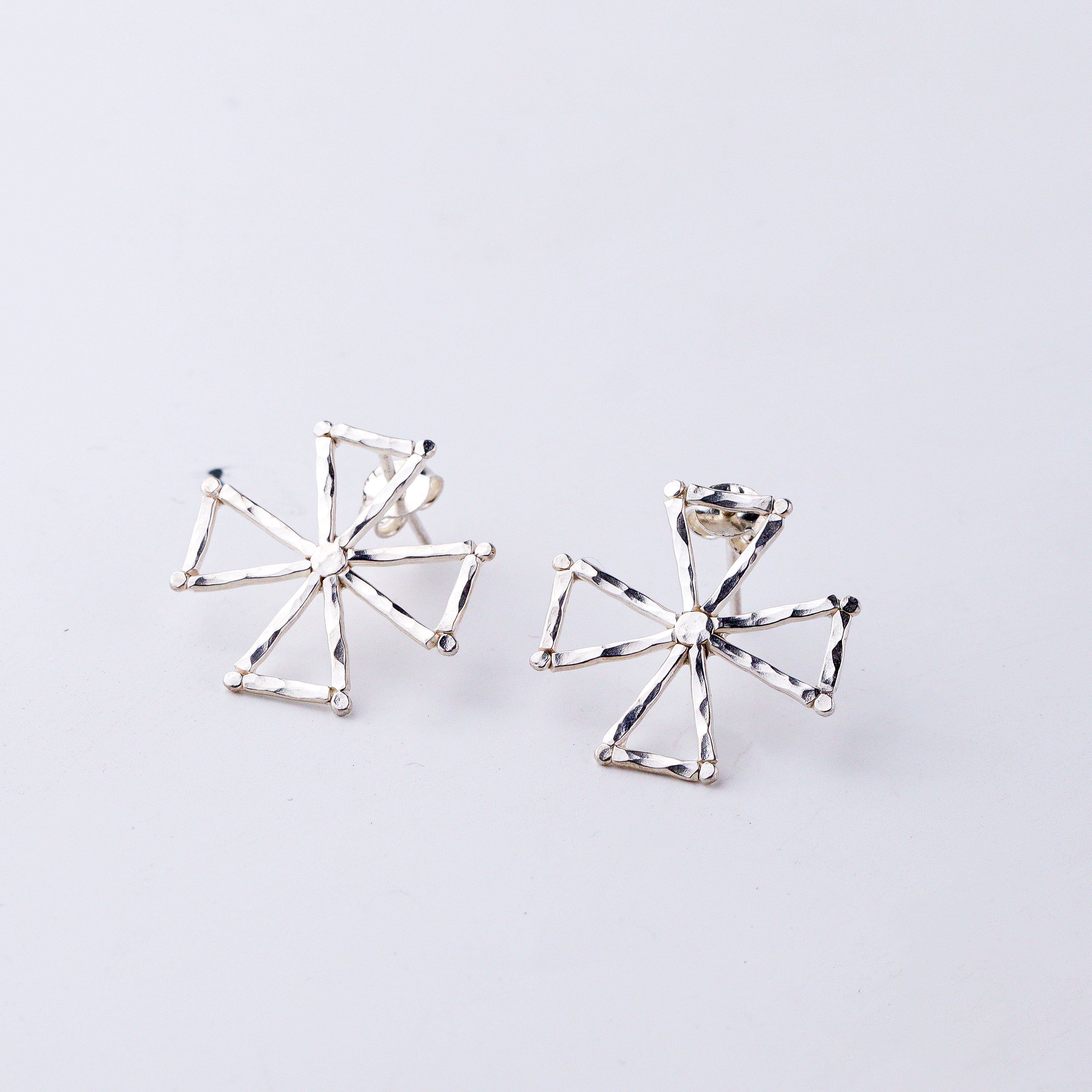 Handmade Pinwheel Earring (Hammered)