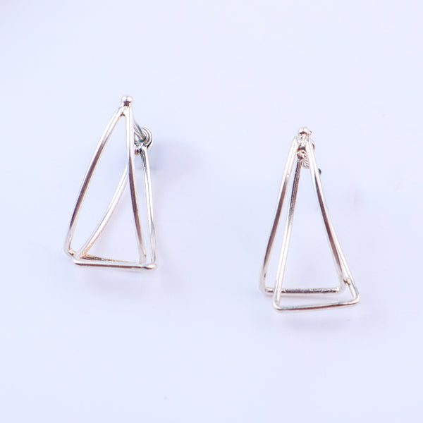 Earrings with sterling silver triangle design