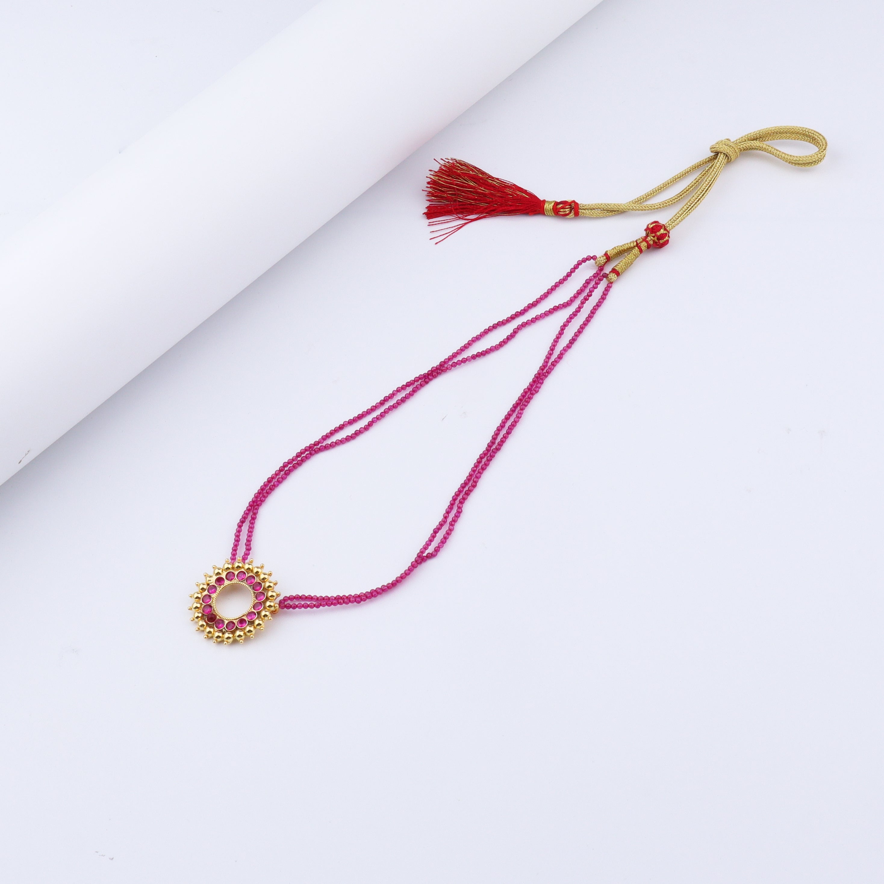Karwar Necklace with Ruby Stones | 92.5 Silver | 22K Gold plated