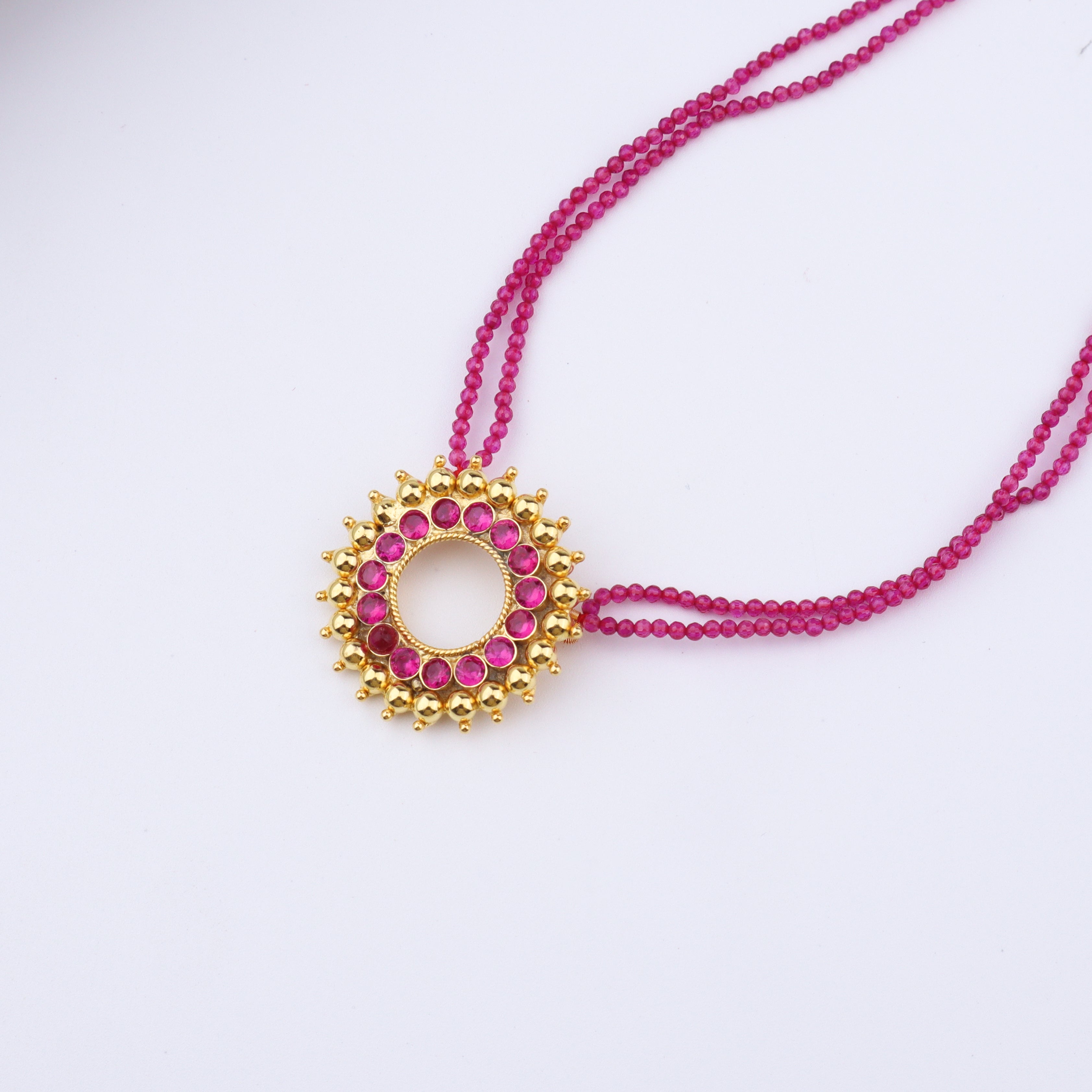 Karwar Necklace with Ruby Stones | 92.5 Silver | 22K Gold plated