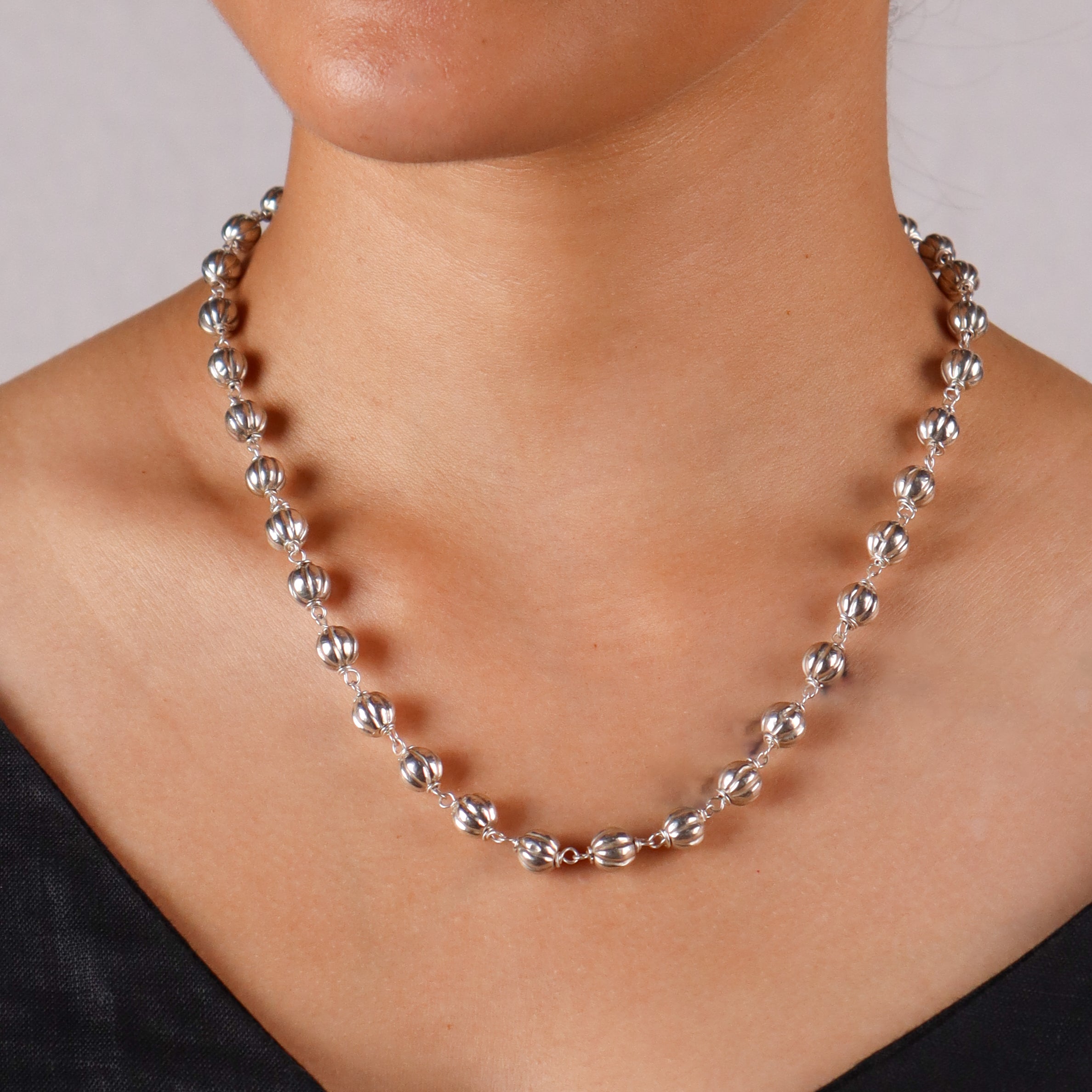 Silver Bead Ganthan Necklaces