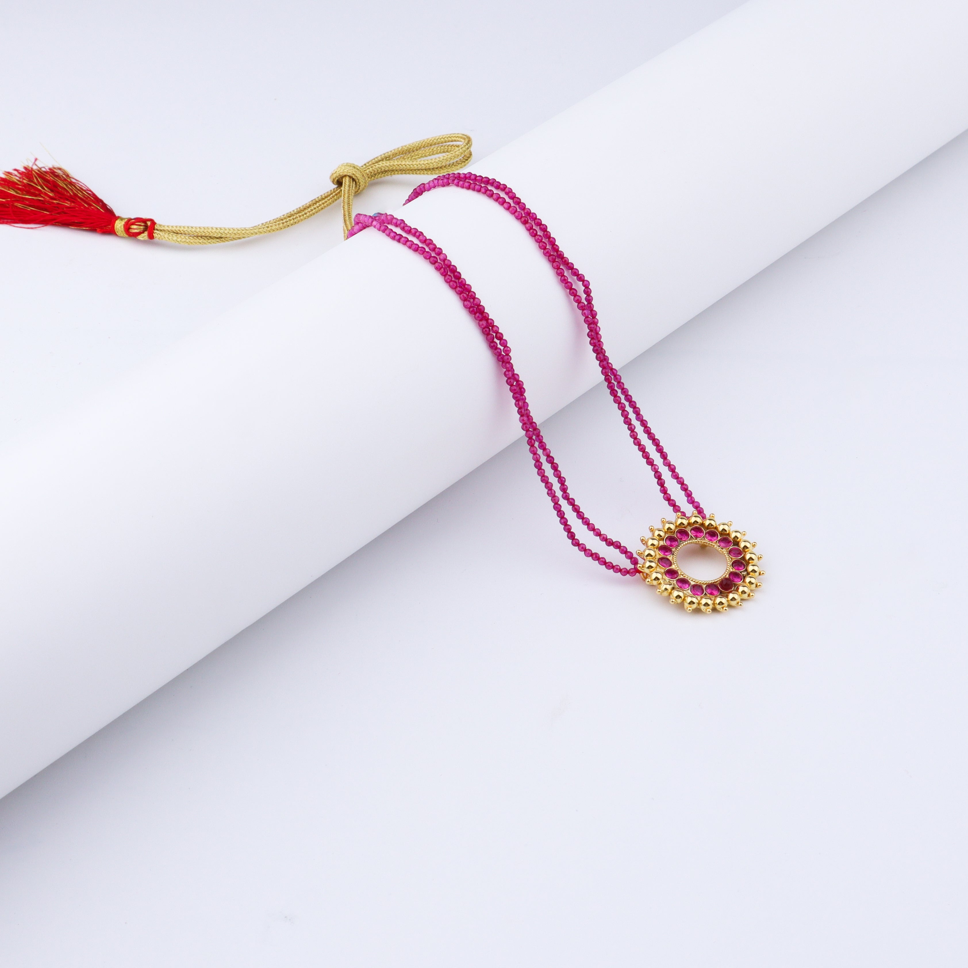 Karwar Necklace with Ruby Stones | 92.5 Silver | 22K Gold plated