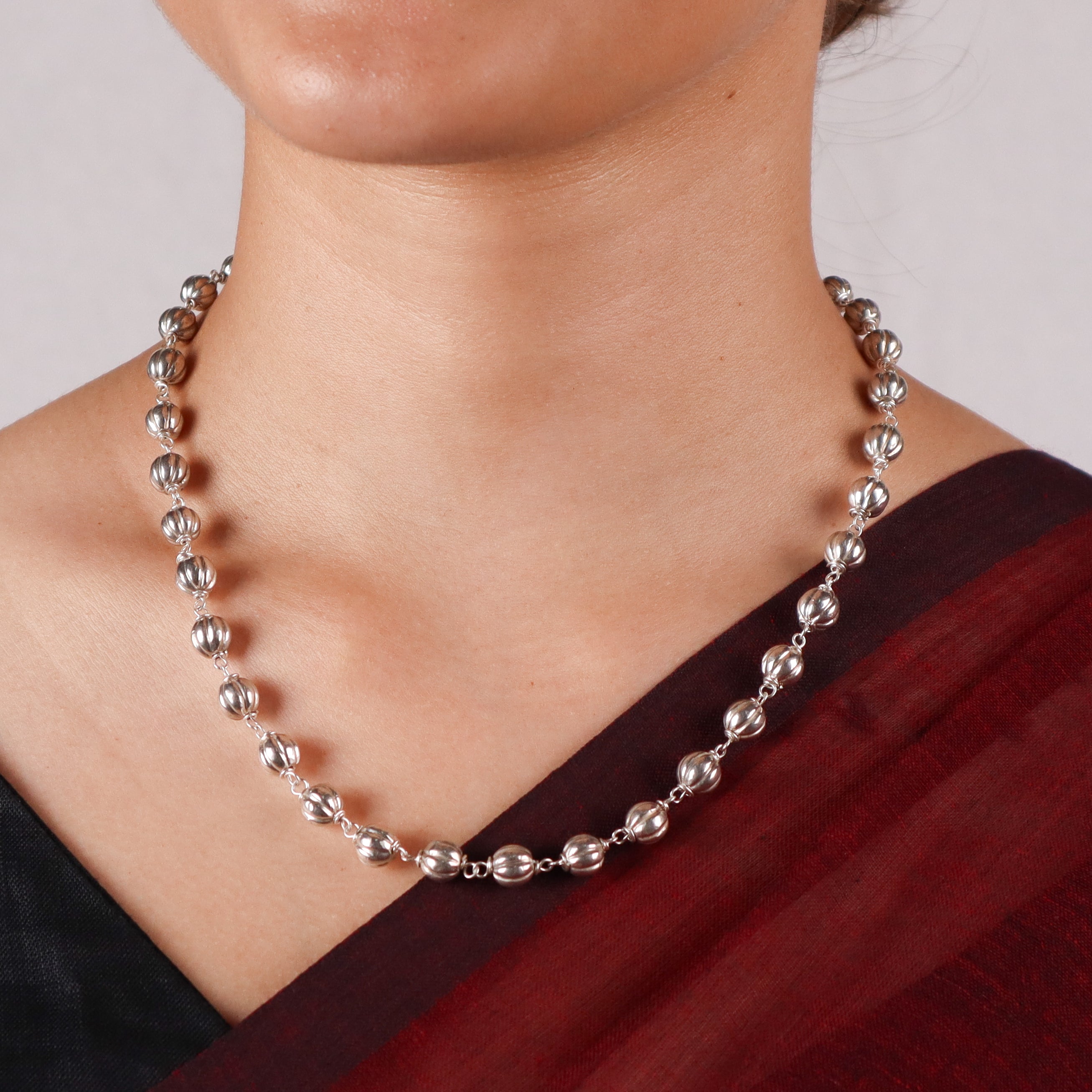Silver Bead Ganthan Necklaces