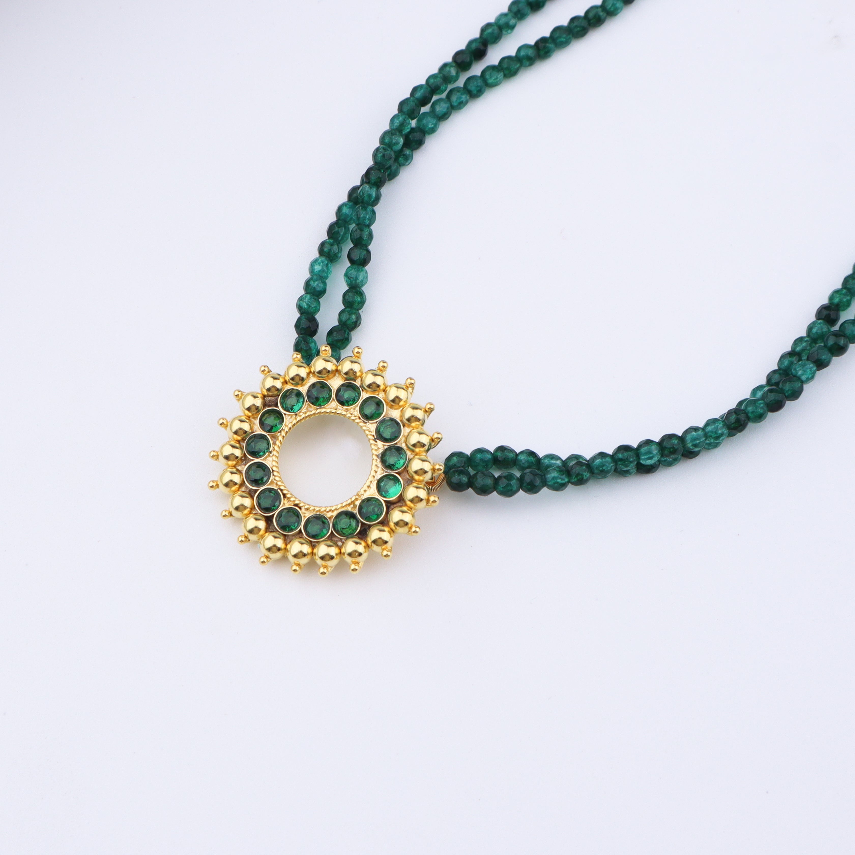 Karwar Necklace with Green Onyx Stones | 92.5 Silver | 22K Gold plated