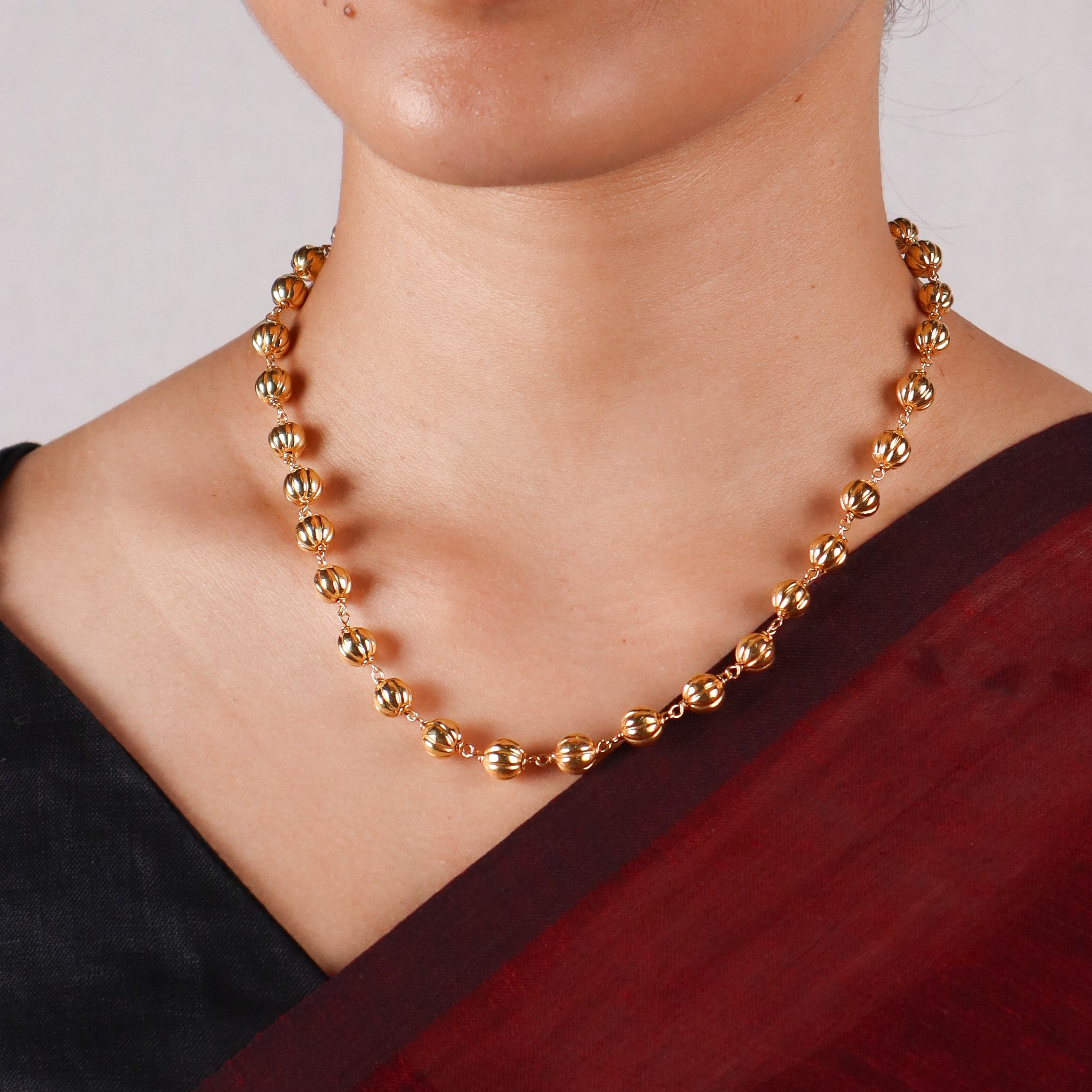 Silver Bead Ganthan Necklace | 92.5 Silver | 22K Gold Plated