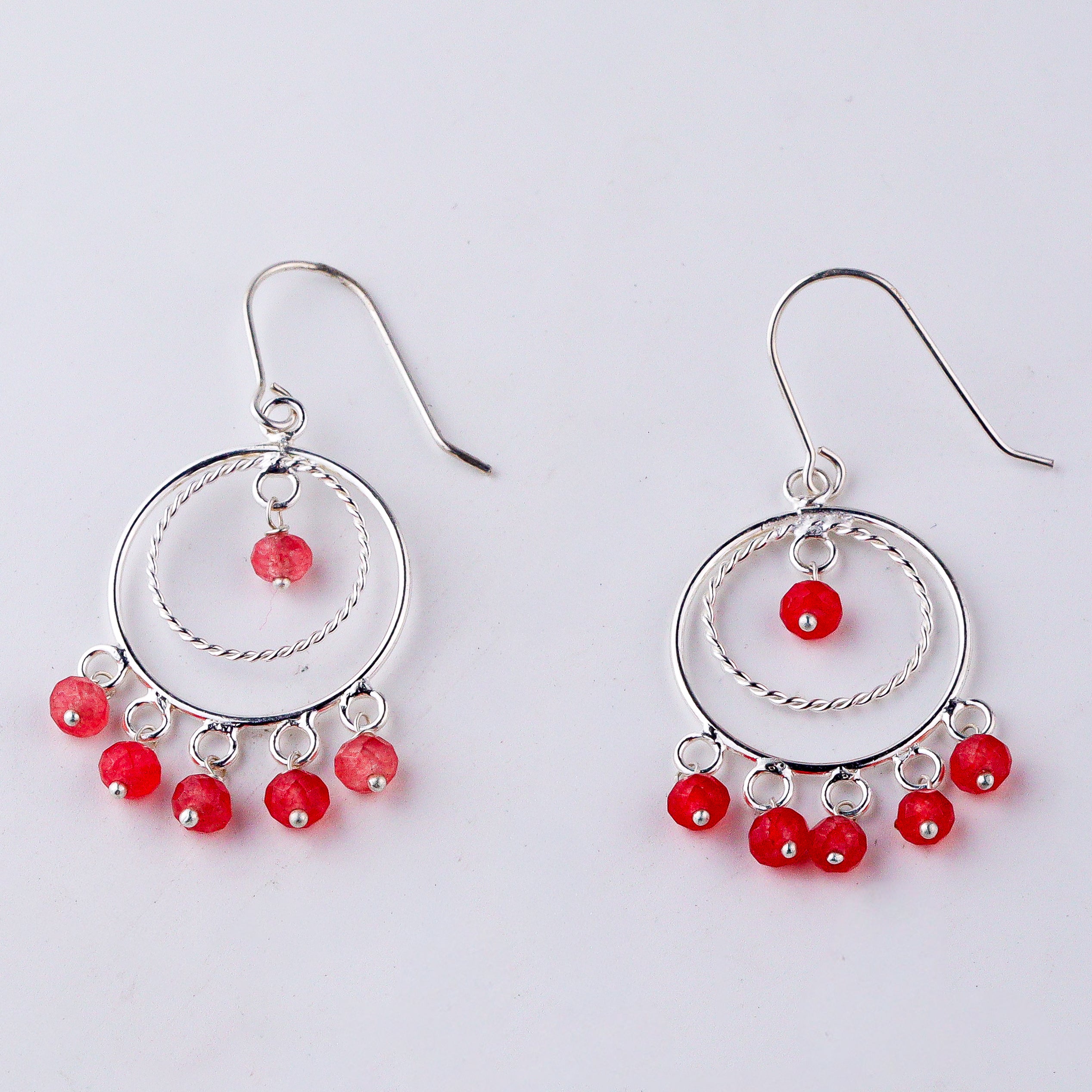 Pink Sapphire Chandbali | 92.5 silver earrings | size : small