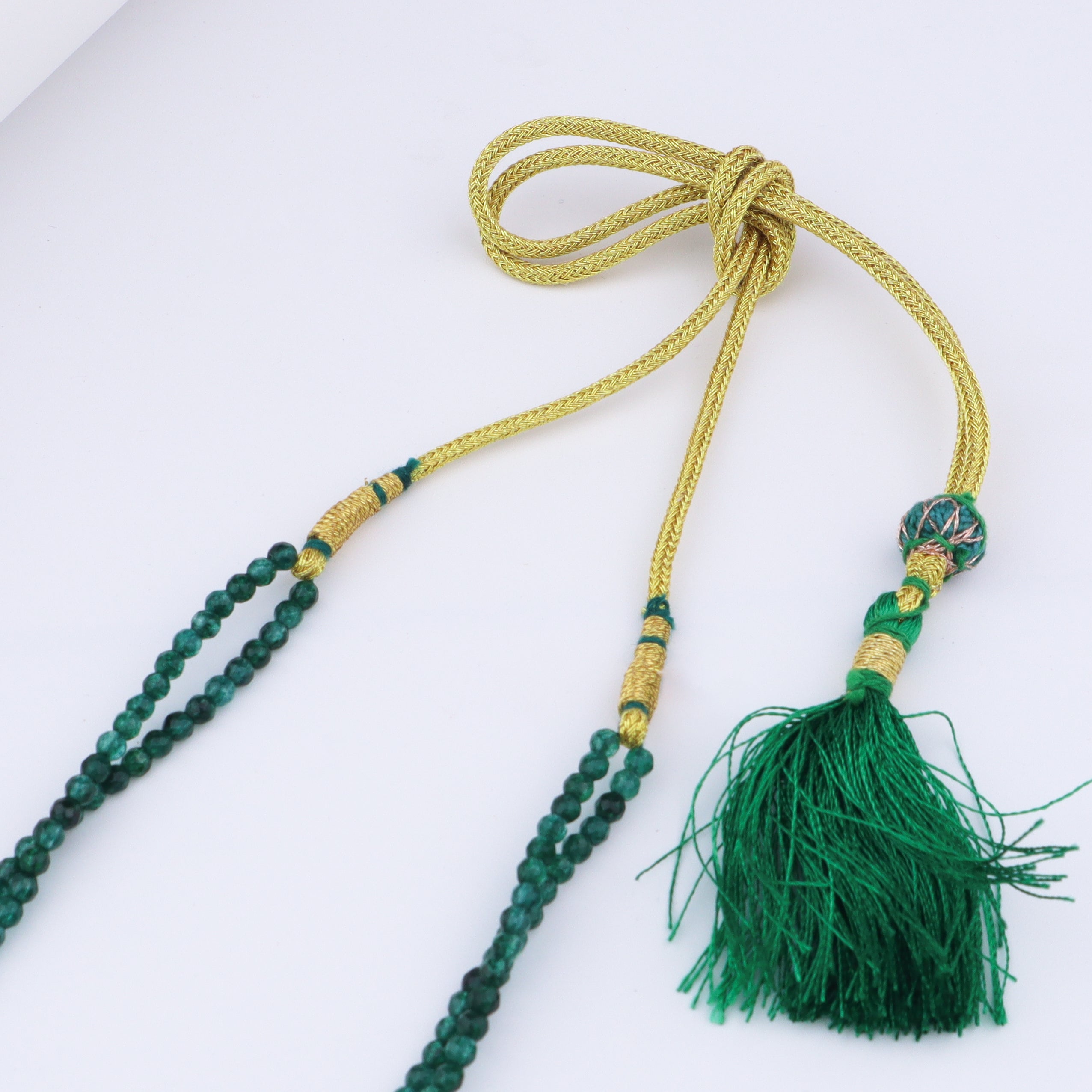 Karwar Necklace with Green Onyx Stones | 92.5 Silver | 22K Gold plated