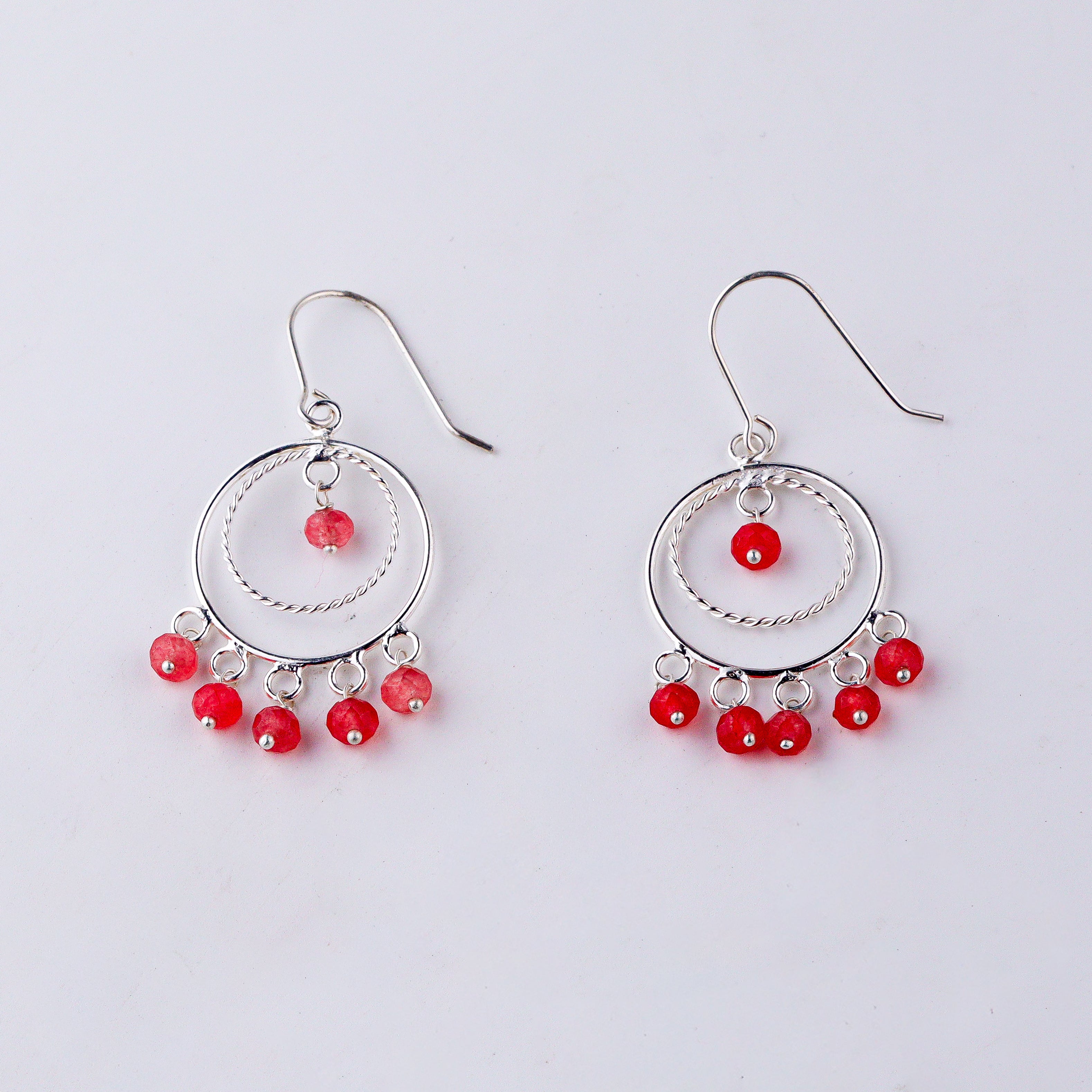 Pink Sapphire Chandbali | 92.5 silver earrings | size : small