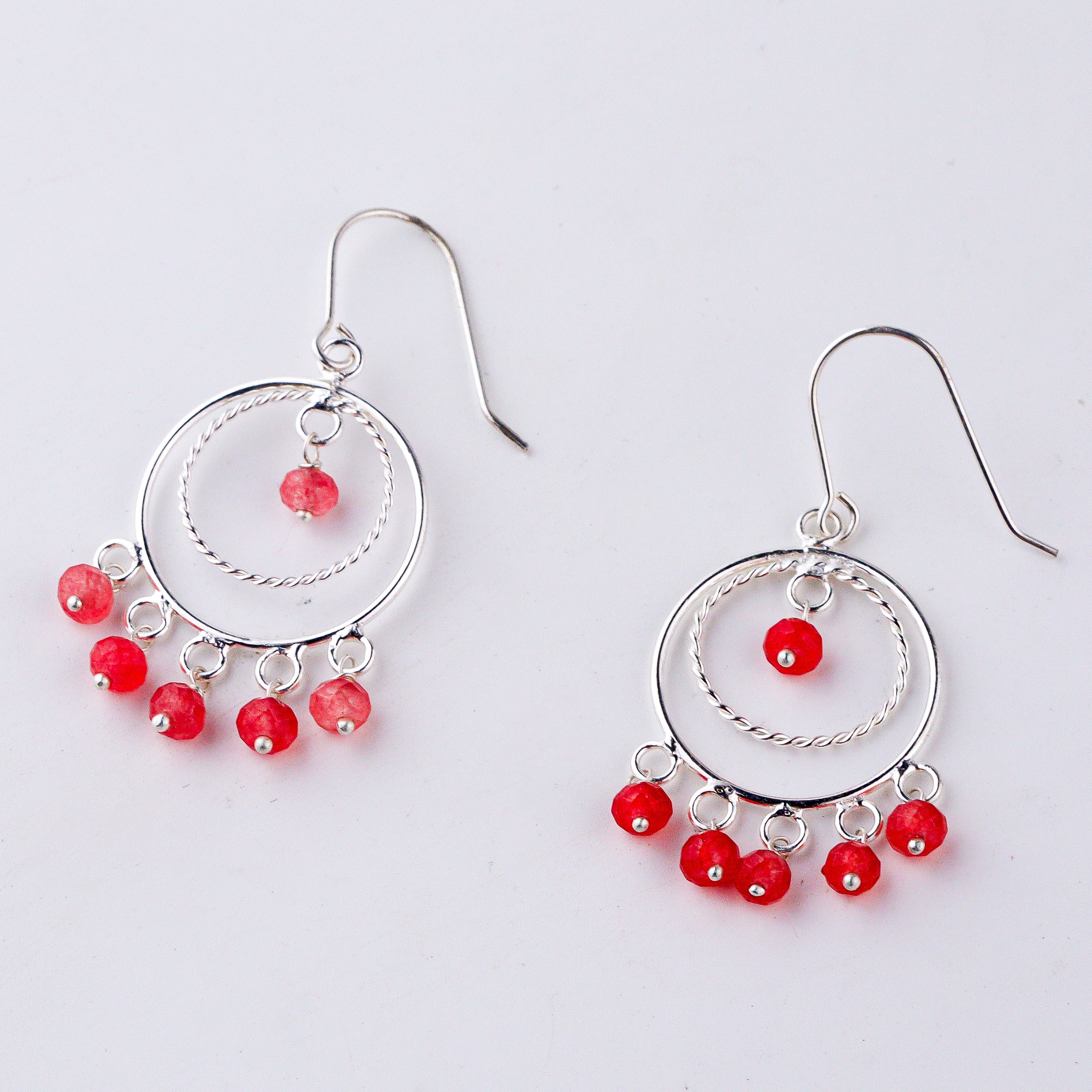 Pink Sapphire Chandbali | 92.5 silver earrings | size : small