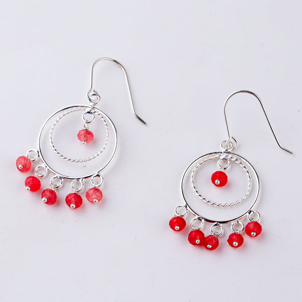 Pink Sapphire Chandbali | 92.5 silver earrings | size : small